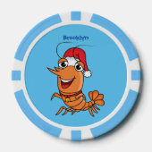Mooie kerstgarnalen cartoon illustratie poker chips (Voorkant)