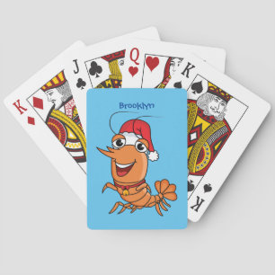Mooie kerstgarnalen cartoon illustratie pokerkaarten