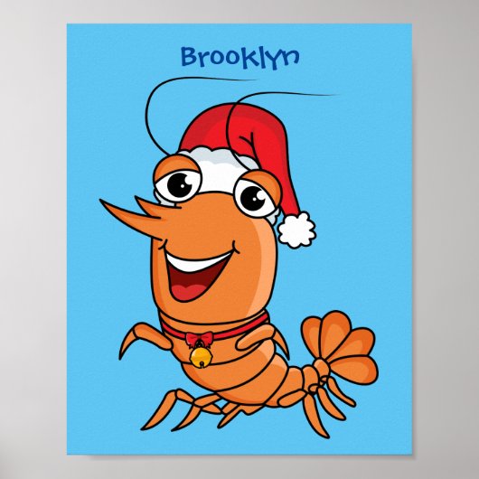 Mooie kerstgarnalen cartoon illustratie poster (Voorkant)