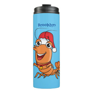 Mooie kerstgarnalen cartoon illustratie thermosbeker