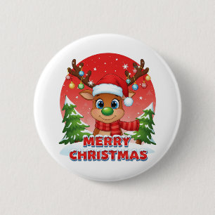 Mooie Kerstherten met Kerstmannenhoed Versieringen Ronde Button 5,7 Cm