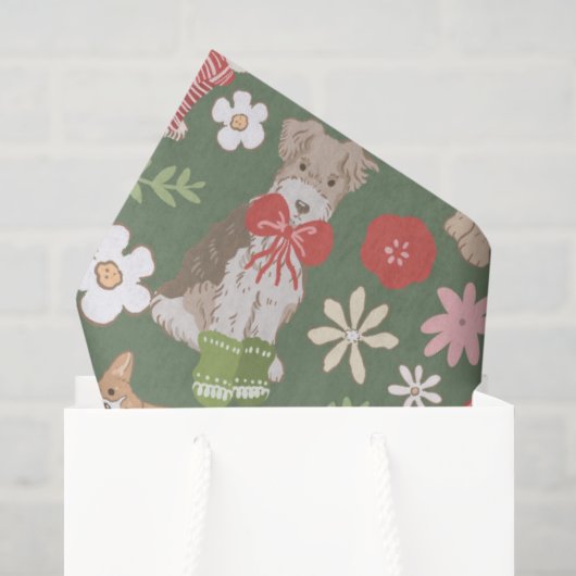 Mooie Kersthonden Patroon Tissuepapier (Cadeauzakje)