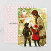 Mooie kerstillustratie met Vintage Feestdagenkaart (Voorkant / Achterkant)