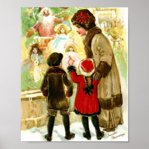 Mooie kerstillustratie met Vintage Poster