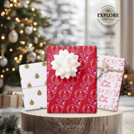 Mooie kerstinpakken voor papier met platte plaat,  inpakpapier vel