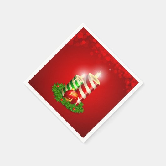 Mooie Kerstkaarsen & Kerstbal Servet (Hoek)