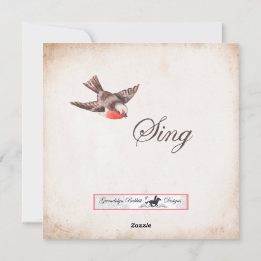 Mooie kerstkaart een rendier, amaryllis & vogel (Achterkant)