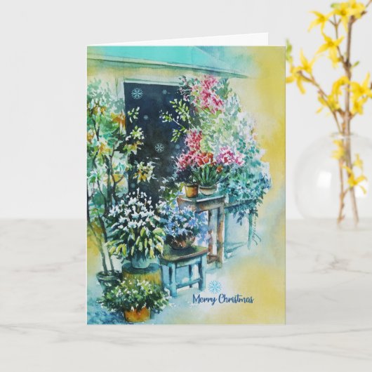 Mooie kerstkaart gemaakt met liefde kaart (Gele Bloem)