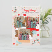 Mooie kerstkaart met drie foto's voor vakantie (Staand voorkant)