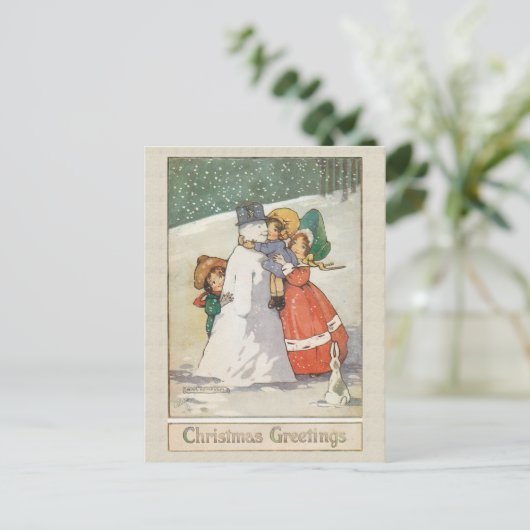 Mooie kerstKaart met Vintage Feestdagenkaart (Staand voorkant)