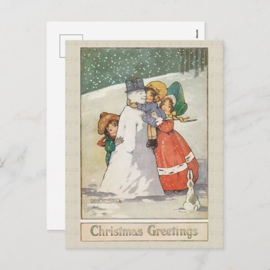 Mooie kerstKaart met Vintage Feestdagenkaart (Voorkant / Achterkant)