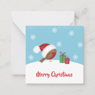 Mooie Kerstkaart met Vogeltje Notitiekaartje