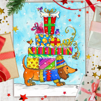 Mooie Kerstkaart van hond Briefkaart