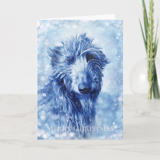 Mooie kerstkaart van Wolfhound Deerhound Feestdagen Kaart (Voorkant)