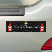 Mooie Kerstkabouters op Zwarte Bumpersticker (Op auto)