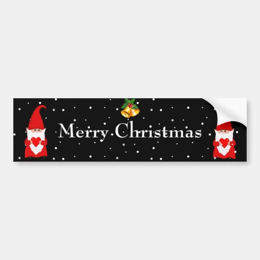 Mooie Kerstkabouters op Zwarte Bumpersticker (Voorkant)