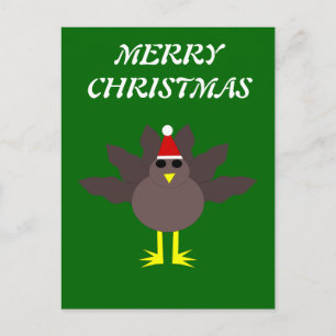 Mooie Kerstkalkoen Aanpasbare Ansichtkaart Feestdagenkaart