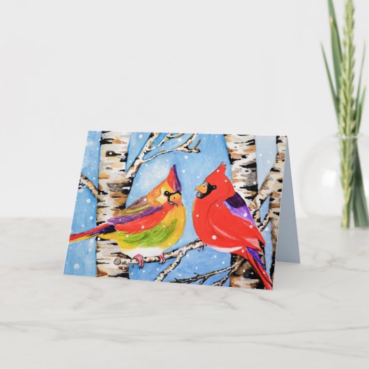 Mooie kerstkardinalen kaart (Voorkant)