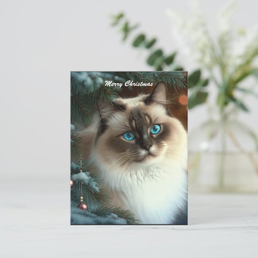 Mooie kerstkat briefkaart (Staand voorkant)