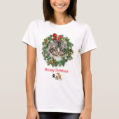 Mooie Kerstkat Foto Krans T-shirt (Voorkant)