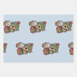 Mooie Kerstkat & Iced Coffee Patroon Inpakpapier Vel