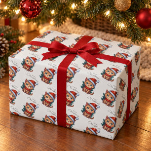 Mooie kerstkat inpakpapier