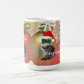 Mooie kerstkat met kerstmuts koffiemok (Center)