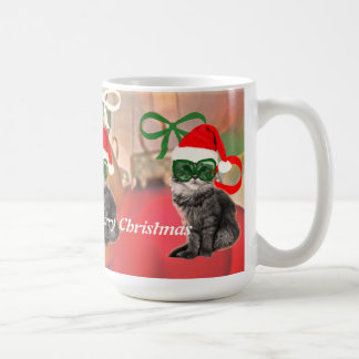 Mooie kerstkat met kerstmuts koffiemok