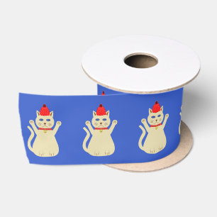 Mooie Kerstkat met Patroon Satijnen Lint