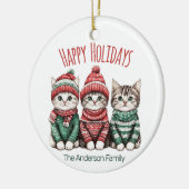 Mooie Kerstkat Ornament | Naam van het gezin op ma (Links)