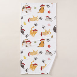 Mooie Kerstkat Patroon Badhanddoek