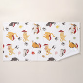 Mooie Kerstkat Patroon Badhanddoek (Badhanddoek)