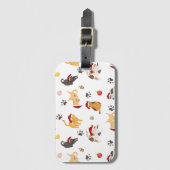 Mooie Kerstkat Patroon Bagagelabel (Voorkant (verticaal))