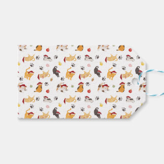Mooie Kerstkat Patroon Cadeaulabel