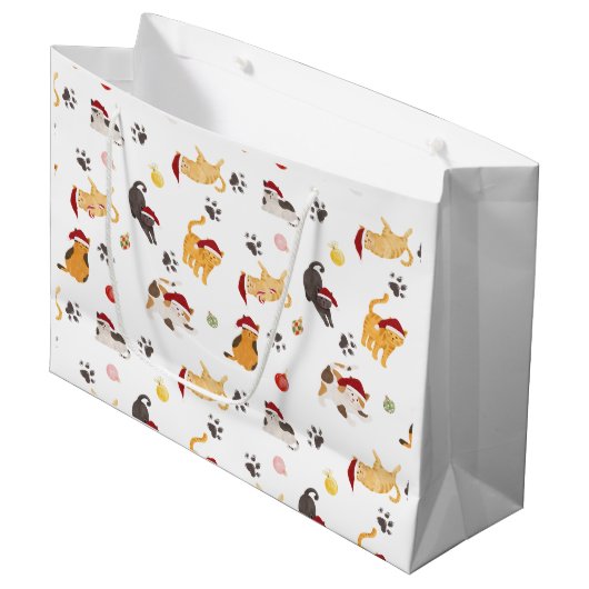 Mooie Kerstkat Patroon Groot Cadeauzakje (Voorkant Gekanteld)