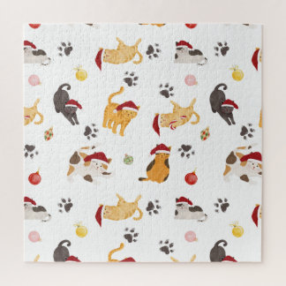 Mooie Kerstkat Patroon Legpuzzel