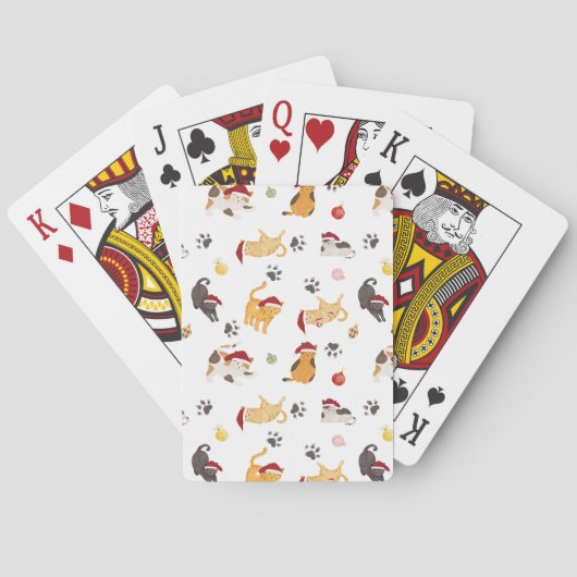 Mooie Kerstkat Patroon Pokerkaarten (Achterkant)