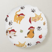 Mooie Kerstkat Patroon Rond Kussen (Achterkant)