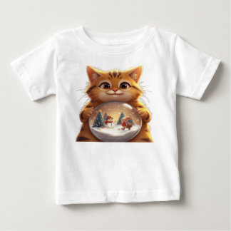 Mooie Kerstkat Sneeuwbol Baby T-Shirt