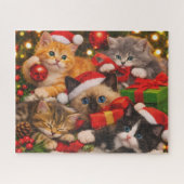 Mooie Kerstkatten Cadeaus Puzzel (Horizontaal)