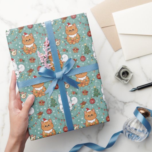 Mooie Kerstkatten Feestelijk Inpakpapier (Geschenken)