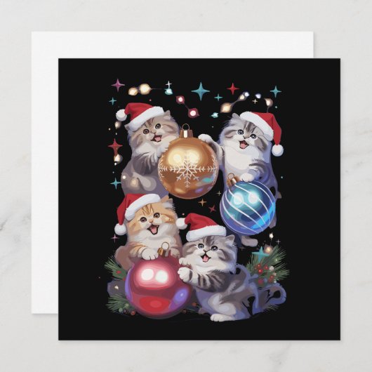 Mooie Kerstkatten In Ruimtedecoratie  Feestdagenkaart (Voorkant / Achterkant)