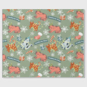 Mooie Kerstkatten Patroon Cadeaupapier (Vlak)