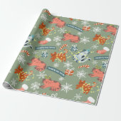 Mooie Kerstkatten Patroon Cadeaupapier (Uitgerold)