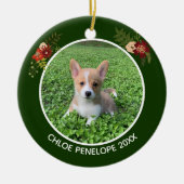 Mooie kerstkerst met foto's op maat keramisch ornament (Voorkant)