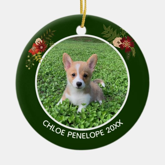 Mooie kerstkerst met foto's op maat keramisch ornament (Voorkant)