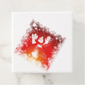 Mooie kerstkerstfeestjes-witte sneeuw-rood bedankjes labels (In situ)