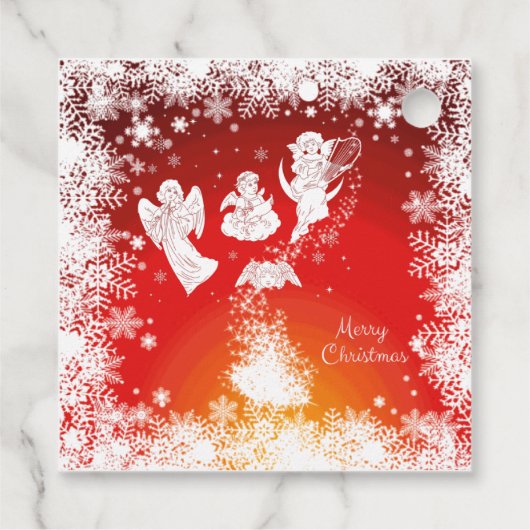 Mooie kerstkerstfeestjes-witte sneeuw-rood bedankjes labels (Achterkant)