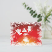 Mooie kerstkerstfeestjes-witte sneeuw-rood feestdagenkaart (Staand voorkant)