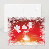 Mooie kerstkerstfeestjes-witte sneeuw-rood feestdagenkaart (Voorkant / Achterkant)